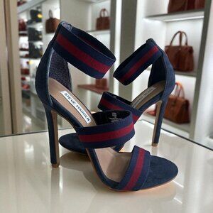 STEVE MADDEN Carina Navy Blue Burgundy Sandals Heels Size 5.5